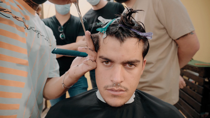 A man getting a haircut